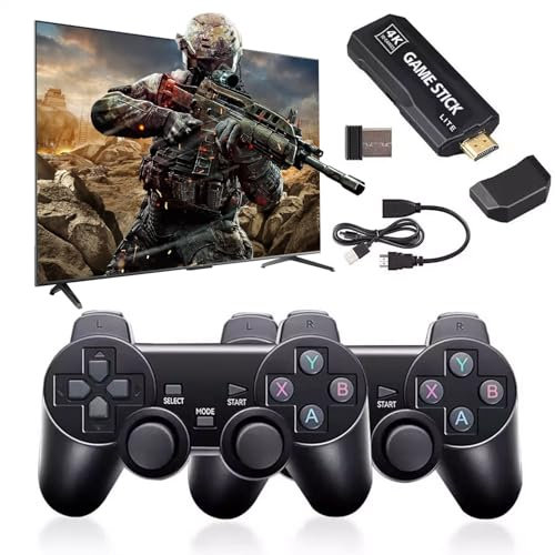 LAISHUNN Newest Nostalgia 2025 Game Console with Over 30,000 Games, HDMI 4K Retro Game Sticks with Dual 2.4G Wireless Controller, Retro Console Emulators, Gift for Children