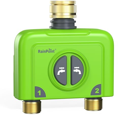 RAINPOINT WiFi vattentimer 2 utlopp, smart slangbevattningstimer med kopplingar av mässing, måste användas med HWG023-gateway, IP65 vattentät, regnfördröjning/manuell bevattning (utan antenngateway)