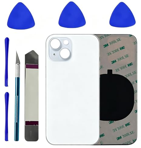 Alovexiong Hinterglas Ersatz für iPhone 15 mit Reparaturwerkzeugen | Ersatz-Hinterglasabdeckung für iPhone 15 zum Austausch beschädigter Rückseite, inklusive Reparatur-Kit (Blau)