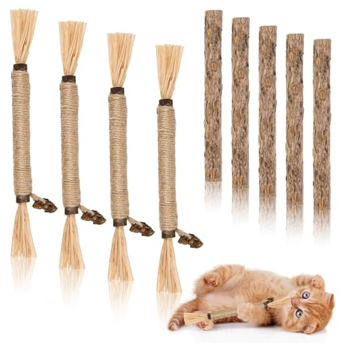 Okxiri 9 Pack Silvervine Sticks for Cats, Natural Cat Chew Stick Toys Set