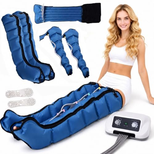 2026 Neu Lymphdrainage Gerät Beine Bei Lipödem - Kompressions-Beinmassagegerät mit 6 Luftkammern, Reduzierung Schwellungen und Müdigkeit - XL Größe (Blue, 2 Legs+2 Arms+1 Waist)