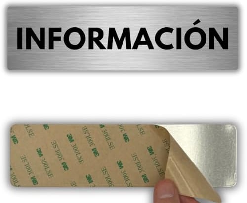 LEIASA | Señal Punto de Información - 5x18 cm - Aluminio - Info Visitantes | Cartel Informativo Consultas, Placa Adhesiva Información, Letrero Mostrador Datos, Pegatina Anuncio Puerta Recepción