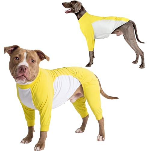 Dog Sun Protection Shirt, Summer Quick Dry Anti Licking Bodysuit UV Shirt for Dogs, Quick Dry Summer Clothes Prevent Overheating & Protection from Grass Seed(Yellow, XL)
