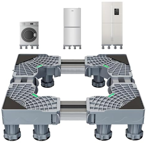 Soporte para lavadora con 12 pies ajustable universal base antideslizante absorción de impactos protección contra vibraciones para lavadora, secadora, refrigerador, congelador de acero inoxidable