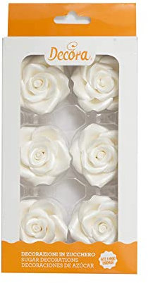 Decora 0500360 Confezione da 6 Rose Grandi Bianca
