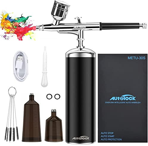 Autolock Airbrush Kit 30PSI with Compressor, Wireless Airbrush Gun Kit
