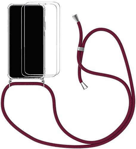 Handykette Kompatibel für OnePlus 9 Pro (6,7) Hülle, Silikon Transparent Handyhülle mit Kordel zum Umhängen Necklace Hülle mit Band Schutzhülle Halsband Hülle mit Umhängeband, Rot