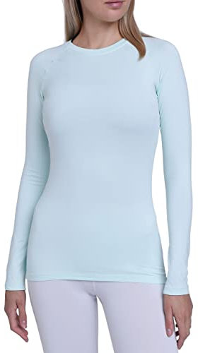 TCA Super Thermal Long Sleeve Women Running, Ski Base Layer - Compression Shirts Woman, Workout Tops for Women - Bay, S