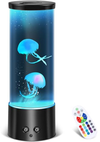 SZMDLX Quallen Lampe Jellyfish Lamp, Dimmbar LED Lampe Aquarium LED Tank Mood Lampe Farbwechselndes Nachtlicht Desktop Runde Stimmungslampe Dekoration für Kinder Erwachsene mit Fernbedienung
