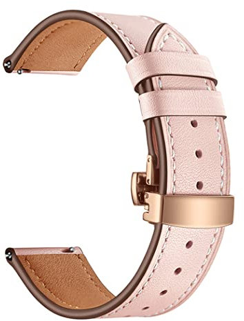Lederarmband für Samsung Galaxy Watch 3 45mm/Galaxy Watch 46mm/Gear S3 Frontier Classic, Armband für Huawei Watch 2 Classic/3/3 pro/GT/2/3, 22mm Sport Armband für Damen Herren, Rosa Knopf Rosa