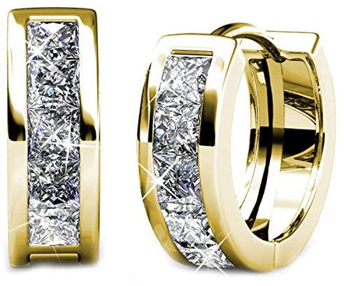 Hoop Loop Earrings for Women18K Gold with Sparkling Element Crystal with Jewellery Box for Women Wife Mother Daughter(HOOP-3-G)