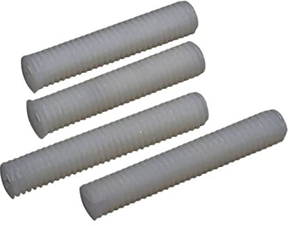 20 Stück M6/M8/M10/M12 weiße Nylon-Gewindestifte mit Schlitz, Kunststoff, flache Spitze, Gewindesäule
