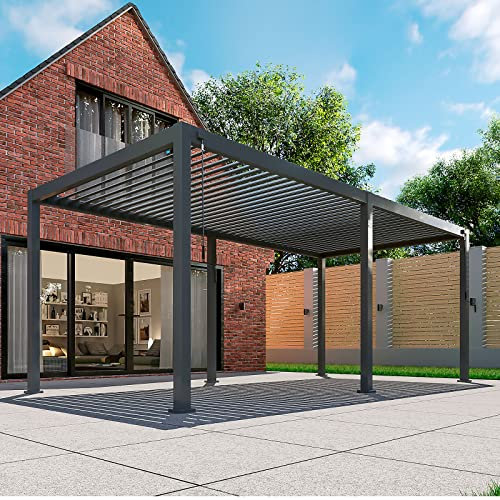 Nova Outdoor Living Titan Aluminium Pergola - 6m x 3m Rectangular in Grey