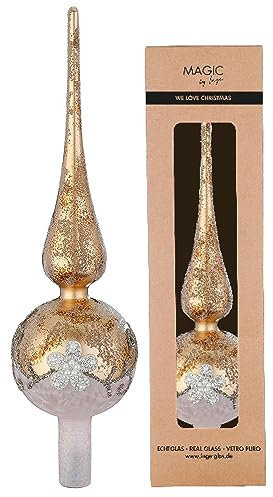 Inge-glas Christbaumspitze Glas 31cm Baumspitze mit Ornament Tannenbaumspitze Gold Rosa - Lovely Magnolia