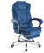 Blisswood Executive Office Chair With Footrest & Lumbar Support Ergonomic Recliner Computer Desk Chair Adjustable Back Rest Heavy Duty 360° Swivel Gaming Chairs Blue for Home Office with Tilt Function
