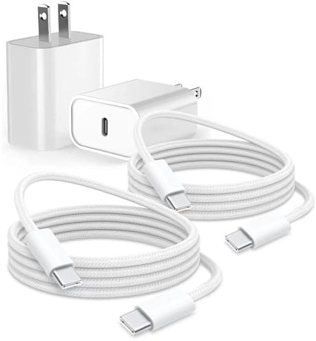 2 Pack 20W Fast Charger for AirPods 4 th Gen, AirPods Pro 2nd Generation, AirPods Max,Beats Pill 2024, iPhone 16E 16 15,iPad 11 A16 2025 Air 13 USB Type C Woven Cable MacBook Pro Charging Block & More