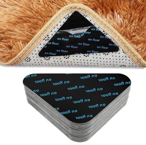 Mabor Teppichstopper Antirutschmatte, 12 Stück Teppich Stopper rutschfest Wiederverwendbarer Dreieck Teppich Antirutschunterlage Waschbarer Teppich Klebepads Anti Rutsch Teppichunterlage