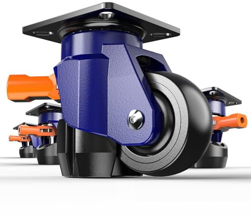 KOSTANZO Premium Nivellierrolle - Schwerlastrolle mit Ratschengriff - Gesamtkapazität 300kg - Gesamthöhe 77-84 mm - Industrierollen für Werkbank, Schwer Möbel