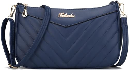 PORT&LOTUS gesteppte Umhängetasche für Frauen Dunkelblau Schultertasche für Frauen Crossbody Bag Damen Damen-Umhängetaschen Bauchtasche Damen Handtasche Damen
