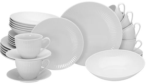 CreaTable, 21878, Serie Valencia, 30-teiliges Geschirrset für 6 Personen aus Porzelan Kombiservice aus Porzellan, spülmaschinen- und mikrowellengeeignet, Made in Europe
