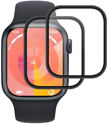 Protector de Pantalla Compatible con Apple Watch Series 7/8/9 45mm, 2 Piezas Pantalla Vidrio, [Cristal Dureza 9H] [Anti-Rayaduras] Glass Screen Protector