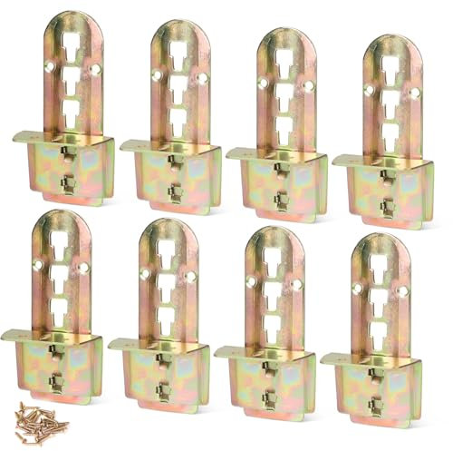 SWAWIS 8er Set Bettverbinder Bettbeschläge Bettwinkel Lattenrost Halter 4 Raststufen Höhenverstellbar für Mittelbalken und Lattenrost Halterung Metall