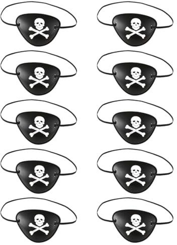 UEAVOID 10 Pièces Cache-œil Pirate Tête de Mort 3D Masque Oculaire Élastique Réglable en Plastique pour Anniversaires d'Enfants Fêtes à Thème Pirate Accessoires de Spectacle