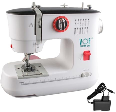 Candeon Elektrische Nähmaschine, Haushalts Nähmaschine Mini Nähmaschine Mit LED-Licht, 12 Stichmuster Doppellinien Rückwärtsstich Tragbare Klein Nähmaschine Geschwindigkeit Einstellbar Mit Fußpedal