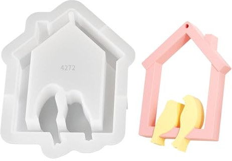 Silikonform mit Hausmotiven, Vogelhaus, Wanddekoration, Harzgussform, Gips, Anhänger, Silikonform für Ornamente