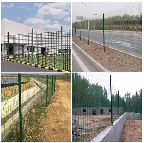 4 5 6 Ft Tall Heavy Duty Metal Fence Post, Garden Wire Rope Fencing Pillars with No-Dig Pointed Bottom & Zip Ties, Steel Green Support Posts(Pack of 5,1.5m/4.9ft tall)