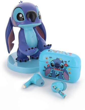 Buds Pro Stitch Wireless Bluetooth EarBuds & Phone Holder - Lilo & Stitch In Ear Headphones with Mic, 28+ Hours Playtime, Active Noise Cancelling EarBuds with IPX4 Rating & Wireless Charging Case