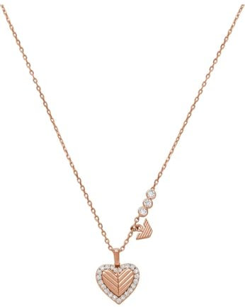 Emporio Armani Damen-Edelstahl- oder Sterlingsilber-Halskette mit Karabinerverschluss, Schimmerndes Gold