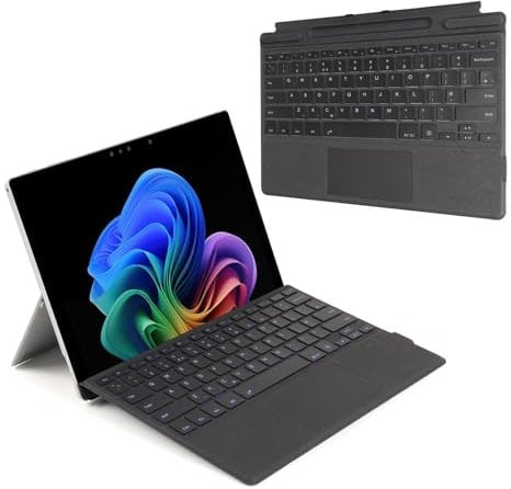 TECHGEAR Surface Pro Keyboard for Microsoft Surface Pro 11/10 / 9/8 / X Slim Wireless Bluetooth Keyboard Type Cover, 7 Color Backlight, Precision Multi-Touch Trackpad/Touchpad, UK QWERTY