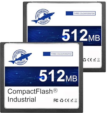 Dogfish 2 Pack 512Mo Compact Flash Card Carte Mémoire CF Type I Haute Performance FAT16 pour Équipements Industriels et Appareils Photo Numériques Anciens
