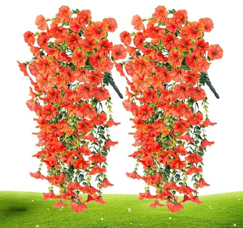 Artificiella petunia blommor för utomhusbruk 2 stycken konstgjorda blommor | Ser ut riktiga petunior för Uteplatsen Verandan TrädBakInomhus och Balkong Utomhuset Bröllopsfest