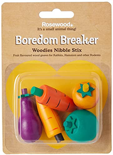 Rosewood Boredom Breaker Woodies Nibble Stix, Confezione da 5, Giocattoli per Conigli e Piccoli Animali