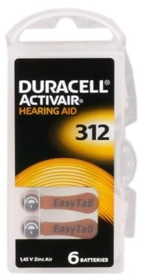 Batterie per apparecchi acustici Duracell Activair 312, 1 confezione (6 batterie)