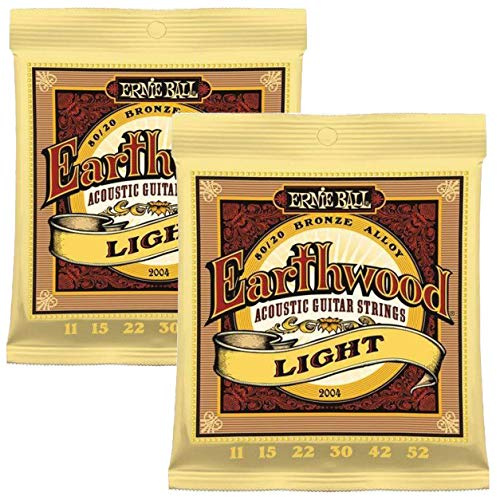 Ernie Ball Earthwood Akustikgitarrensaiten (Stärke .011 - .052), 2 Packungen