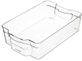 KitchenCraft Medium Fridge-Safe Plastic Kitchen Storage Box Container, Stackable Clear Food Can and Craft Organiser, 31.5 x 21 x 9 cm – BPA Free, Transparent