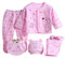Gajaous Baby 5PCS Newborn Cotton Grow Top Hat Pants PlaySuit Sets Outfit, Pink #1, 0-3 Months