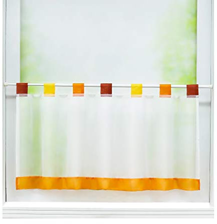 Joyswahl Scheibengardine Voile Bistrogardine »Esther« Glatte Kurzstore Transparente Gardine Stores HxB 30x90cm Orange 1er Pack