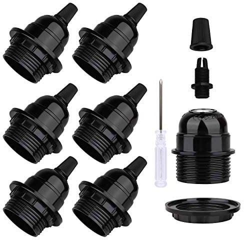 6 Stück Vintage E27 Lampenfassung, schwarze Bakelit-Edison-Schraube, E27-Lampenfassung, Außengewinde, Retro-Stil, E27-Glühbirnenfassung, DIY-Hängelampenfassung (Schwarz, 6 Stück)