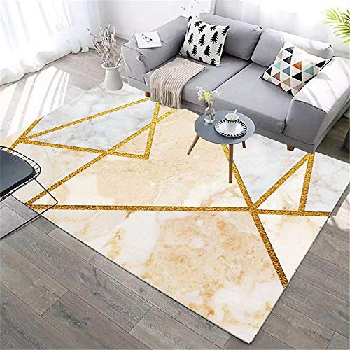Kunsen Auslegware Kinderzimmer Marmor gemusterte Schlafzimmer Wohnzimmer Teppich weichen und bequemen Teppich Teppichboden Auslegware Teppich Waschbar In Waschmaschine Cremefarben 60 x 90 cm