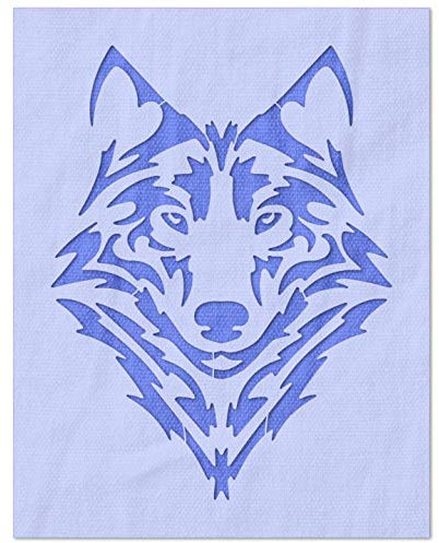 Stencil Stop Stilisierte Wolfsgesichts-Schablone, wiederverwendbar für DIY-Projekte, Malen, Zeichnen, Basteln, 14 mm Mylar-Kunststoff (7,6 x 10,2 cm)