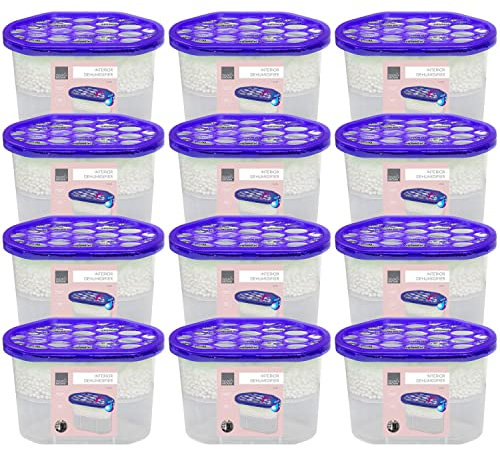 Taylor & Brown Pack of 12 Scented Interior Dehumidifier Condensation Remover Moisture Absorber Damp Mould in Home Kitchen Wardrobe Bedroom Caravan Office Garage Bathroom Basement 500ml (Fresh Linen)