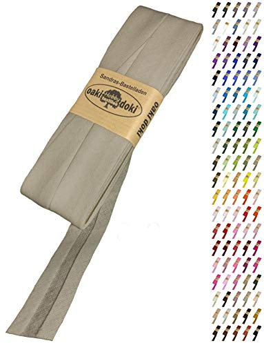 Sandras-Bastelladen Schrägband/Einfassband Baumwolle Uni gefalzt 5m x 20mm 886-Kaschmir-Braun