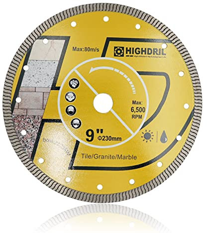 HIGHDRIL Diamant Trennscheibe 230mm Super Dünne Schneiden für Beton,Granit,Naturstein,Ziegel,Trockenschnitt