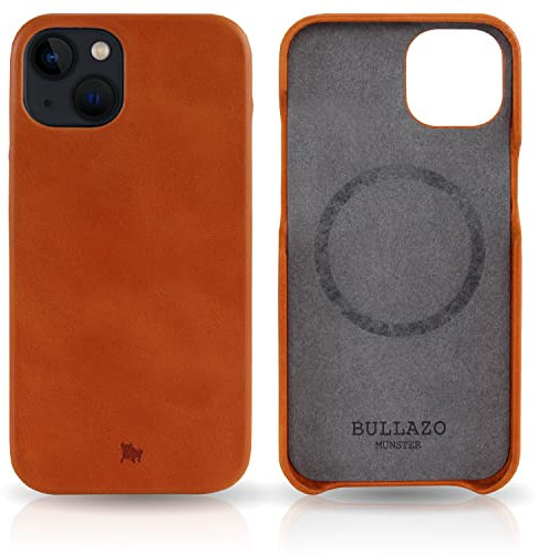 BULLAZO Menor Classic – kompatibel mit iPhone 13 Mini 5,4“ Schutzhülle magnetisch aus hochwertigem Leder, Cognac