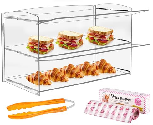 YMJOINMX Acryl-Vitrine mit 2 Ebenen, für Bäckereien, Gebäck, Präsentation, Theken, Acryl-Ausstellungsregal, Donut-Keks-Vitrine, Kunststoffkoffer