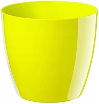 B2C Plant Pot Flower 20 Colours 9 sizes Gloss Plastic Plant Pots Planter Saucer Tray Deco (9.5 cm/ 3.7 inch, Lime)